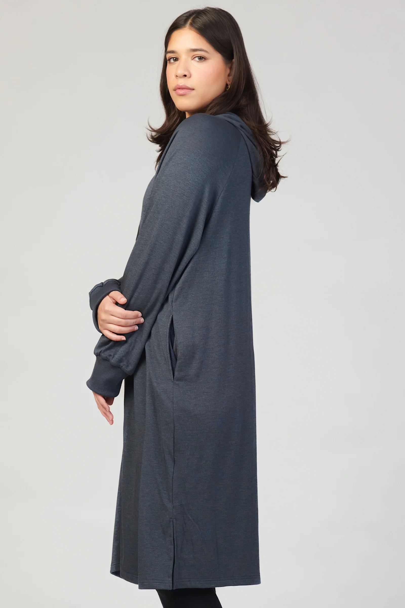 Oversized Navy Hoodie Dress - Image 3