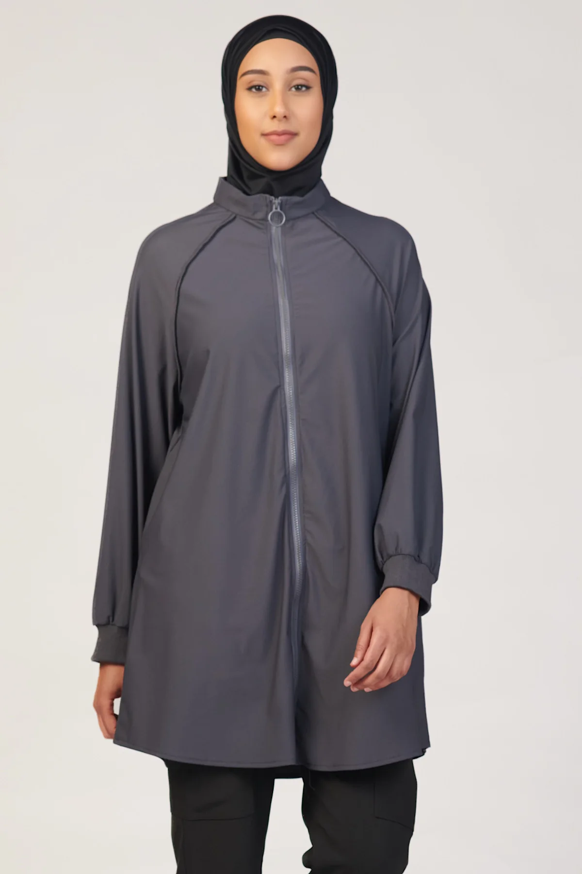Zip-Up Active Top-Grey