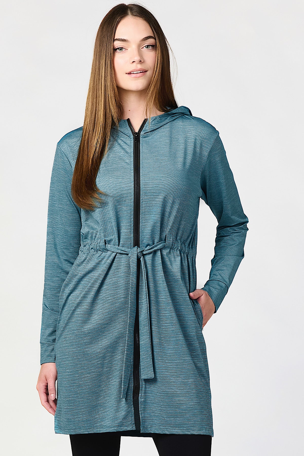 Belted Hoodie - Teal