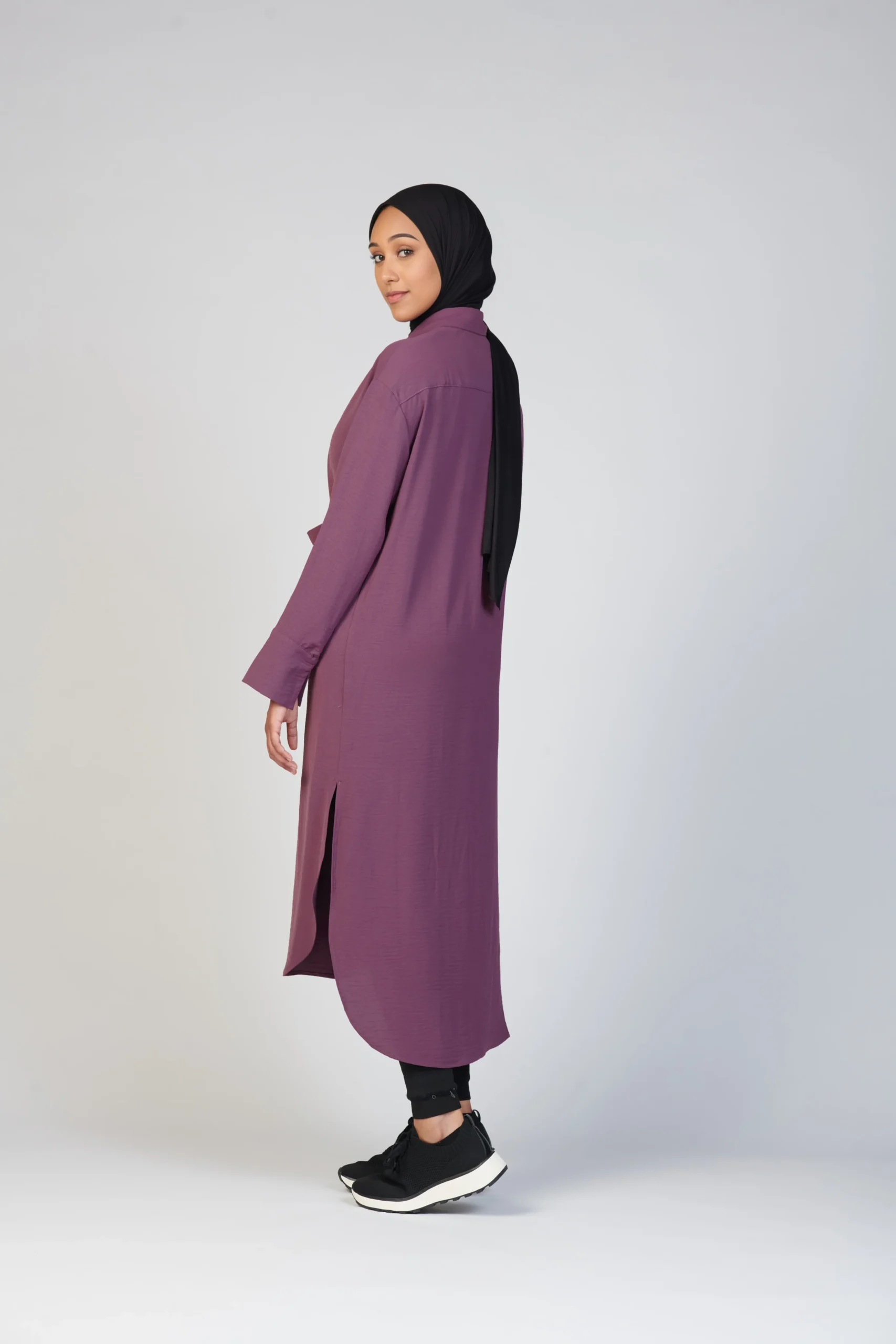 Front Tie Midi Dress - Dark Mauve - Image 3