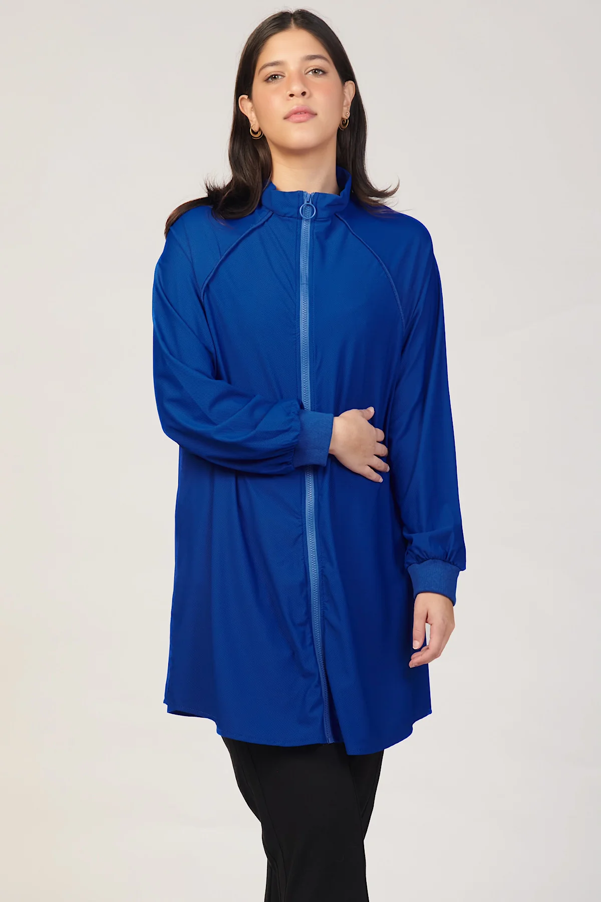 Zip-Up Active Top-Blue