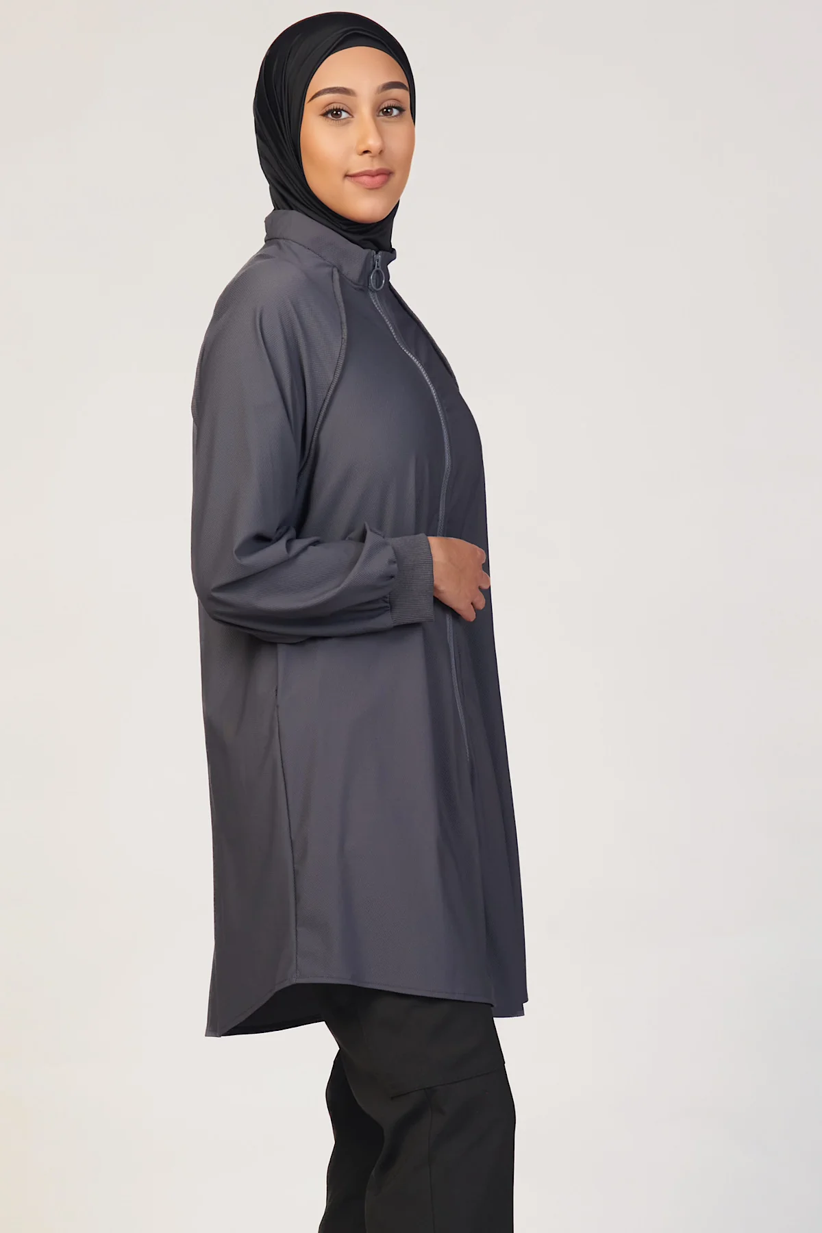 Zip-Up Active Top-Grey